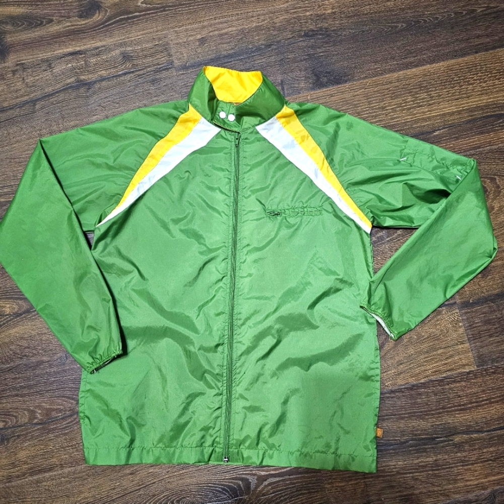 Ugly Shirt Monkey Jacket Men's XS Retro Windbreaker Yellow White Green